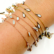 Created White Opal Marquise Shape Dangle Wire Chains